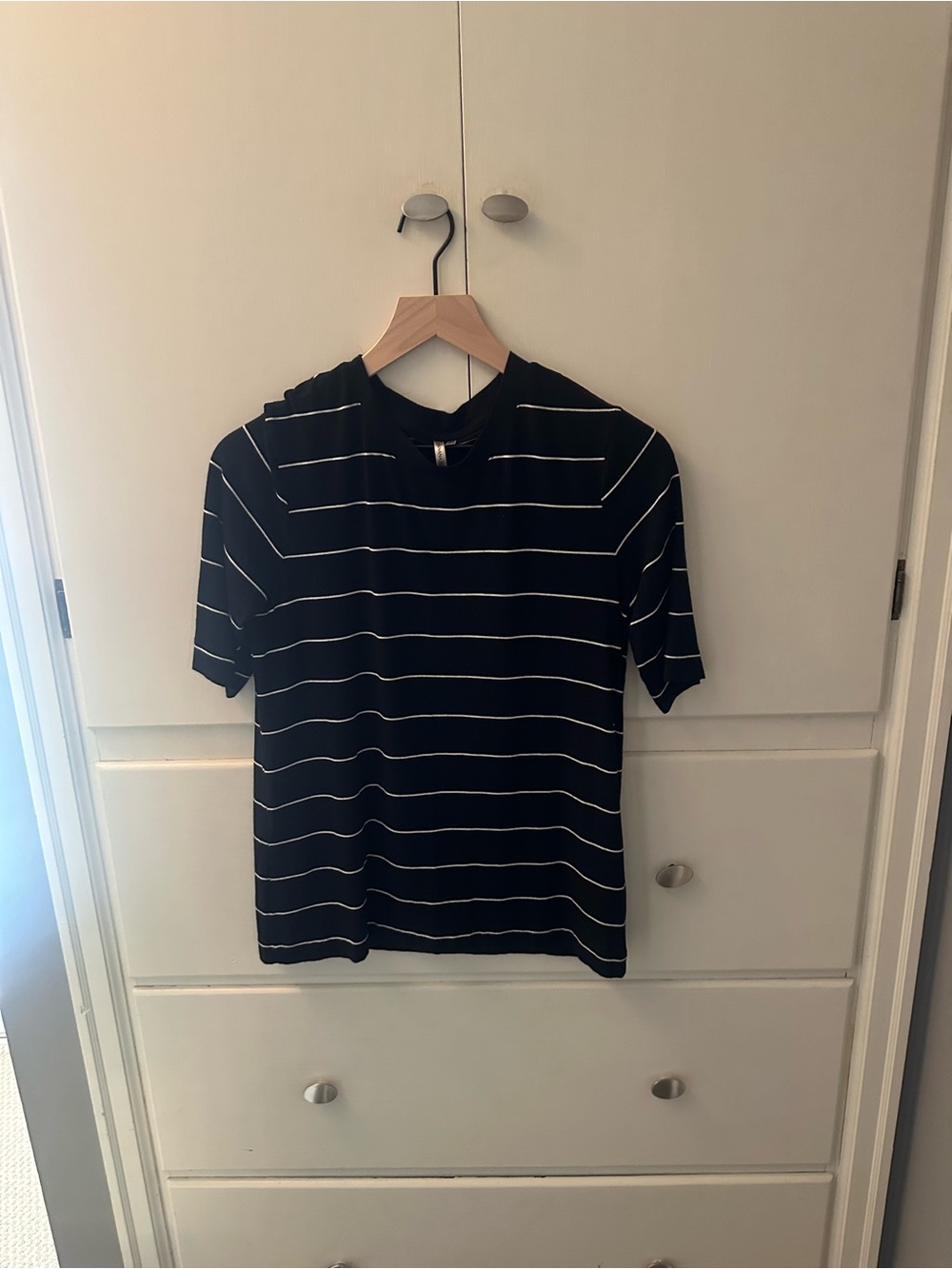 Banana Republic Black Tee with White Stripes